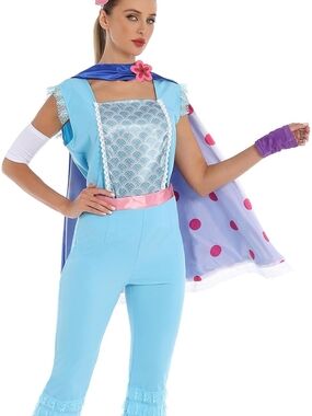 Women Set Top Pant Suits Bow headband for Halloween Classic Movie Cosplay